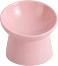Raised Ceramic Cat Food Bowl - Elevated Base, Tilted, Anti Vomit - Whisker Friendly Shallow Wide Feeding Bowl - Microwave and Dishwasher Safe by LIONWEILIONWELI