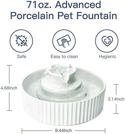 Cepheus Pet Drinking Fountain-2.1L/71oz Ceramic Cat Water Fountain-Automatic Ceramic Water Fountain for Cats and Dogs with with Ultra-Quiet Pump(White) - Image 2