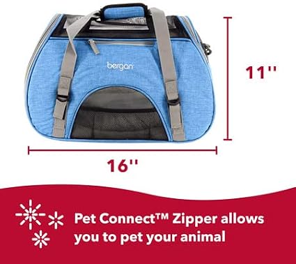 Coastal Pet Bergan Comfort Carrier - Breathable Travel Carrier for Dogs & Cats - Heather Bermuda, 16" x 8" x 11" - Image 4