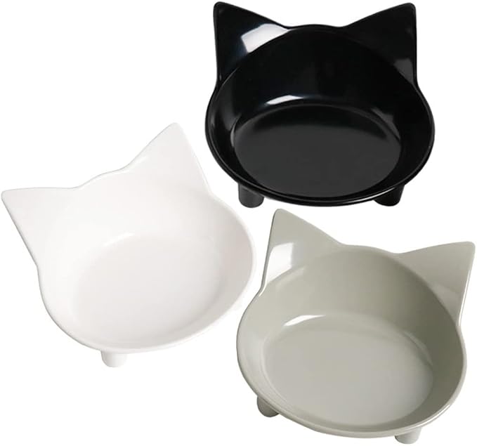 Cat Food Bowls Shallow Wide Non-Slip Whisker Friendly Dish for Indoor Cats | Food Grade Safe Pet Bowl Set for Kittens, Puppies & Rabbits, Easy Clean, Relieves Whisker Fatigue, Ideal for Cat Food & Water by Skrtuan