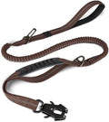 Joytale Tactical Bungee Dog Leash, Shock Absorbing No Pull, Brown | for Large Dogs That Pull, 2 Padded Handles for Control, Car Seatbelt Clip, Reflective for Night Safety, Metal Frog Clip by Joytale