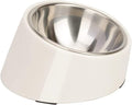 SUPERDESIGN Anti-Vomiting 15° Slanted Pet Bowl S/0.5 Cup White | 15° Tilted, Anti-Vomit & Neck Relief, Non-Slip Base, Detachable Stainless Steel Liner, Dishwasher Safe, for Cats & Dogs by SUPERDESIGN