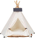 Dog Teepee Bed Cat Tent Portable Houses Pet Puppy with Thick Cushion (L:Size fits 15kg/33lbs (Pets)) | (White, L:Size fits 15kg/33lbs (Pets)) by Kela+Tipi