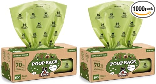 Pogi's Poop Bags – Large, Leak-Proof Dog Waste Bags for Yard or Home Use, Unscented (Single Roll, 500-Count) (Pack of 2) by PogisPetSupplies