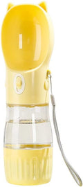 Dog Travel Water Bottle with Food Container – 2-in-1 Portable Pet Water Dispenser, Leak-Proof Dog Water Bottle with Bowl & Lanyard, 250ml/180g Capacity, Yellow by Unknown