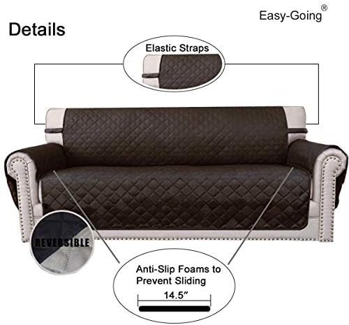Easy-Going 4 Seater Sofa Slipcover Reversible Sofa Cover Water Resistant Couch Cover with Foam Sticks Elastic Straps Furniture Protector for Pets Children Dog Cat (XX-Large, Chocolate/Beige) | XX-Large Sofa, Washable Slipcover For Dogs, Water Resistant... - Image 3