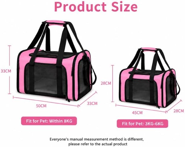 Pet Carrier Soft-Sided for Small Dogs & Cats, Foldable Airline Approved Pet Travel Carrier with Breathable Mesh, Washable Cushion & Shoulder Strap, Portable Puppy Cat Carrier Bag (Pink, 19.7*13*13) - Image 4