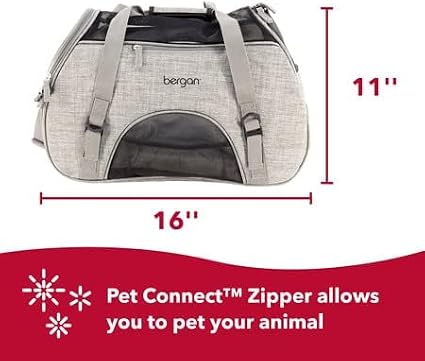 Coastal Pet Bergan Comfort Carrier - Breathable Travel Carrier for Dogs & Cats - Heather Grey, 16" x 8" x 11" - Image 3