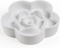 Ceramic Slow Feeder Dog/Cat Bowl 8" 11.3oz Medium Large | Anti-Choking Slow Food Bowls, Slow Feeder for Large Breeds, Plum Puzzle Design, Non-slip Silicone, Dishwasher Safe, White by WoofinPets