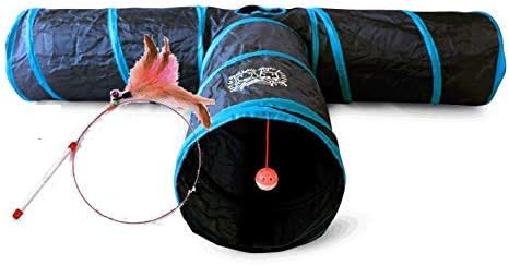 Premium 3 Way Cat Tunnel. Extra Large 12 Inch Diameter and Extra Long. A Big Collapsible Play Toy. Wide Pet Tunnel Tube for Other Pets Too! by Feline+Ruff