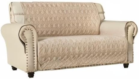 Ameritex Loveseat Cover Water-Resistant Quilted Furniture Protector with Back Nonslip Paws Slipcover for Dogs, Kids, Pets Loveseat Slipcover Stay in Place for Leather (54", Beige) - Image 9