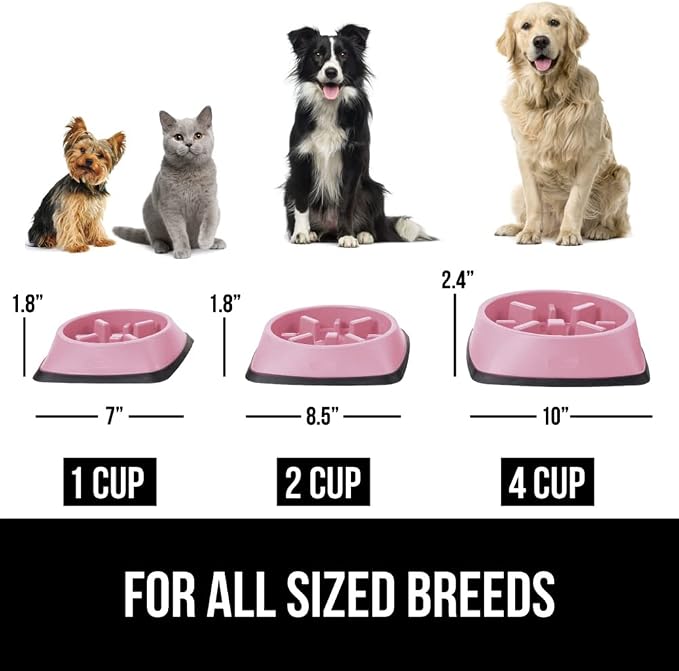 GORILLA GRIP® Patented Slow Feeder Dog and Cat Bowl, BPA Free, 2 Cup Pink | Interactive Puzzle Toy for Food Training Enrichment, Keeps Pets Busy and Prevents Puppy Overeating, All Breeds - Image 6