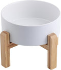 White Raised/Elevated Ceramic Dog Bowl for Small Medium Sized Breeds,Dog Food Water Bowl with Stand,6 in Non Slip Heavy Pet Feeding Dish 3.6 Cups/ 850 ml /28 OZ by DJJJOOYSCeramicDogBowl