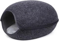 Felt Cat Cave Bed with Removable Cover, Cozy Pet Shelter for Indoor Cats, Zippered Washable Cat House with Roomy Interior (Dark Gray, for Cats Under 15 lbs, Round Dome Cat Bed) by YolieraArt