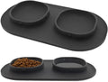 Dog Food Bowls Pet Bowls & Dog Water Bowls with No-Spill and Non-Skid, Feeder Bowls with Dog Bowl Mat for Small Medium Large Size Dogs Cats Puppy Pets, Dog Dishes (Grey) by WEYOVGO