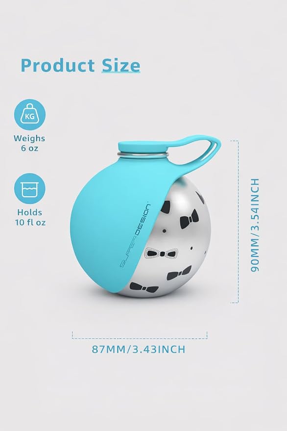 Portable Dog Water Bottle for Small Dogs: 285ml 2-in-1 Insulated Compact Leak-Proof Stainless Steel Round Water Dispenser with Collapsible Bowl for Daily Walks, Short Hikes & Travel - Image 6
