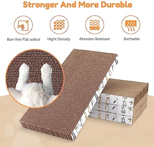 PatiencET Cat Scratch Pad with Box, 8 Pack Cardboard Cat Scratcher Lounge Bed for Indoor Cats, Reversible Corrugated Scratching Board Refill with Catnip - Image 5