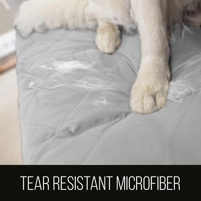 Sofa Shield® Couch Sofa Slip Cover for Dogs with Strap, Light Gray | Reversible Furniture Protector, Stain and Tear Resistant Cushion Cover, Machine Washable Slipcover for Pets, Cats 70 inch - Image 3
