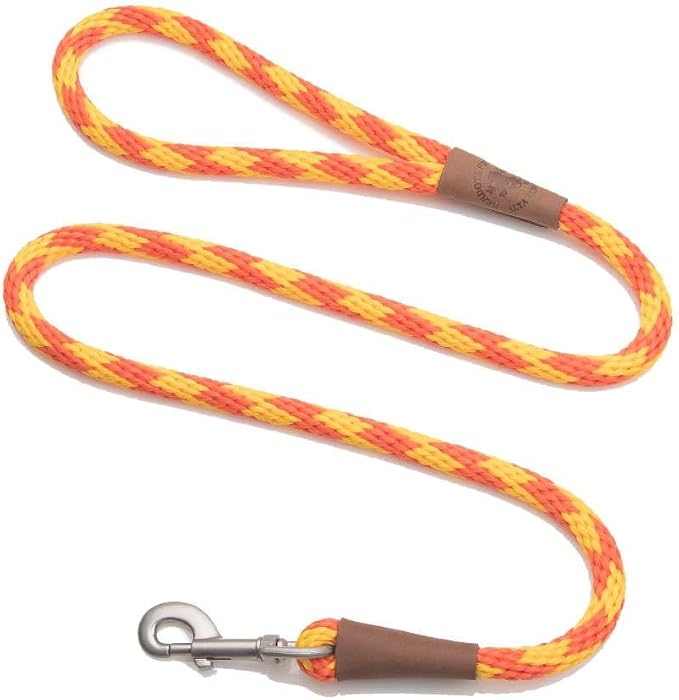 Mendota Pet Snap Leash - British-Style Braided Dog Lead, Made in The USA - Amber, 3/8 in x 6 ft - for Small/Medium Breeds by MendotaPet
