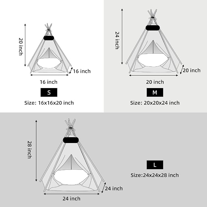 Pet Teepee Tent for Dogs & Cats Dog Bed with Thick Cushion Puppies Play House Removable and Washable - Image 5