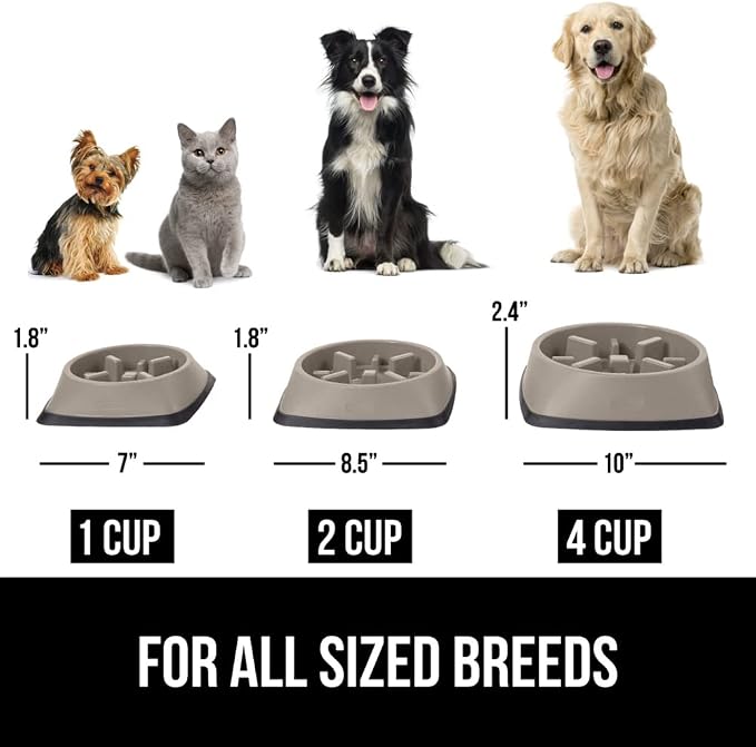 GORILLA GRIP® Patented Slow Feeder Dog and Cat Bowl, BPA Free, 2 Cup Beige | Interactive Puzzle Toy for Food Training Enrichment, Keeps Pets Busy and Prevents Puppy Overeating, All Breeds - Image 6
