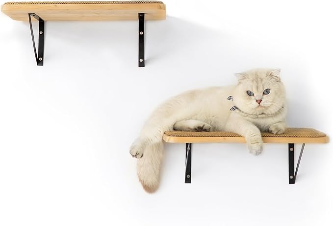 2Pack Wooden Cat Wall Shelves with Sisal Mat,16x9.8 Inch Cat Wall Step and Bed for Sleeping,Scratching and Playing. - Image 2