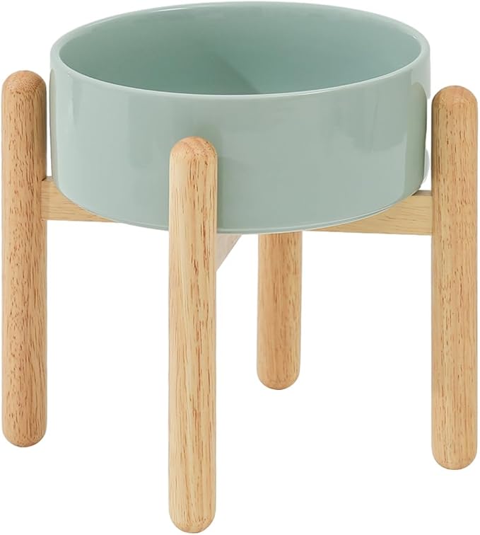 Havniva Ceramic Dog Bowls Elevated, Raised Dog Food Bowl for Large Dogs | 8.3” Elevated Dog Bowls, Non-Slip Wood Stand, Dog Food and Water Bowl Set, Dog Feeding Dish, Large Capacity Pet Water Bowl by Havniva