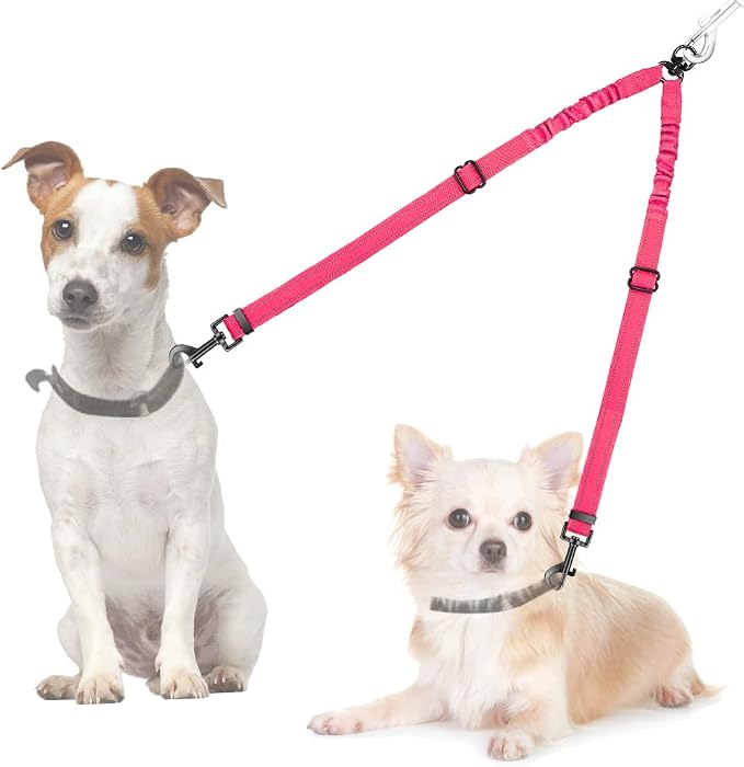 AUTOWT Double Dog Leash, No Tangle 360°Swivel Rotation Reflective Lead Attachment Adjustable Length Dual Two Dogs Lead Splitter, Comfortable Shock Absorbing Walking Training for 2 Dogs by AUTOWT