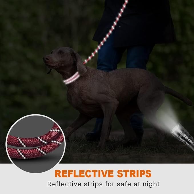 Taglory Rope Dog Leash for Medium Large Dogs, 6 FT Padded Handle, Pink | Climbing Rope for Strong Pullers, Reflective for Night Walks and Training, Comfortable Grip, Anti-tangle Swivel Clip 1/2 inch - Image 5