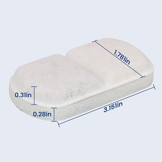Cat Water Fountain Filter, 6 Pack Replacement Filters & 6 Pack Sponges for 74oz/2.2L & 135oz/4L Stainless Steel Cat Fountain, Pet Water Dispenser Filter - Image 6