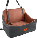 Wooaidagg Dog Car Seat for Medium & Large Dogs Up to 55lbs, Memory Foam Cushion, Washable Cover, Safety Straps & Non-Slip Bottom(Black/Brown,Large) by WOOAIDAGG