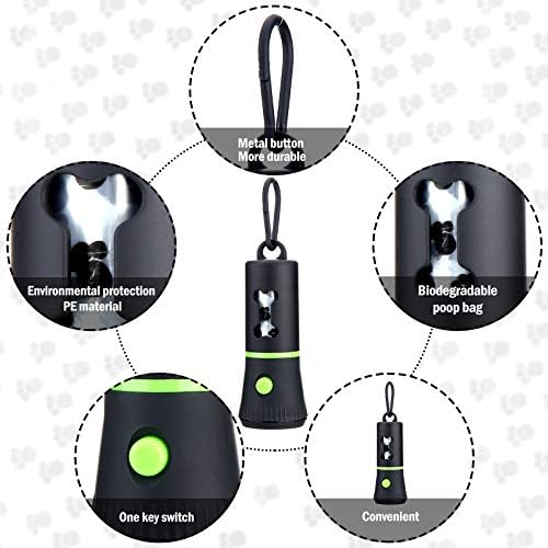 Mudder 2 Pack Dog Poop Bag Holder with Built-in LED Flashlight Black Pet Waste Dispenser for Leash with Clip and 2 Rolls Leak-proof Doggy Waste Bags for Dog Walking - Image 5