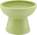 LoeJan Elevated Food and Water Bowls Set, Extra Wide and Raised Ceramic Feeder, Anti-Vomit Whisker-Free Pressure Cat Bowl for Kittens to Adult Cats, Small Dogs (Green, Water Bowl) by LoeJan