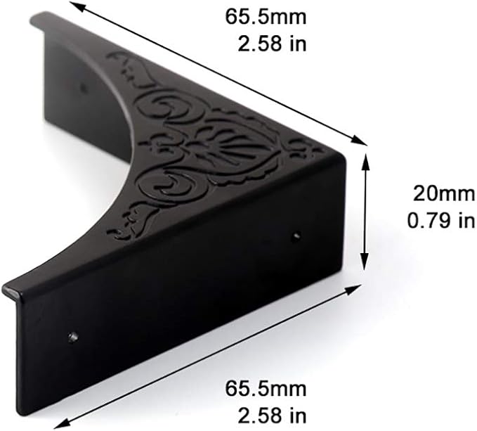 Metal Corner Protector, 4 Pcs Antique Edge Safety Guard Cabinet Furniture Corner Bumpers,Table Corner Protectors,Cover Damaged Corners on Coffee Table (Black) - Image 5