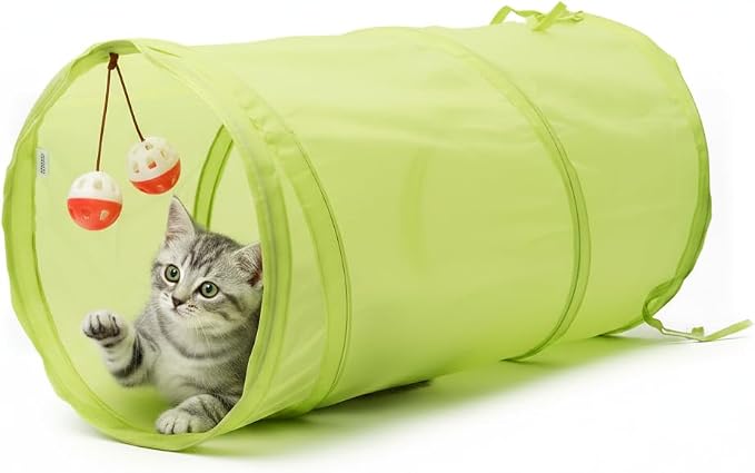 Youngever Cat Tunnel Toy, Collapsible Crinkle Tube with Hanging Ball, Interactive Play Tunnel for Cats, Kittens, Small Pet - Image 4
