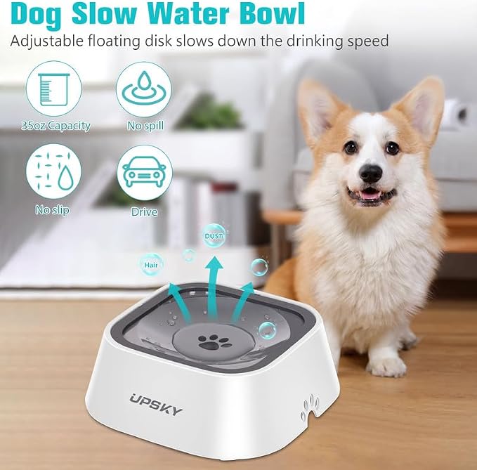 UPSKY 35oz No-Spill Pet Water Bowl, Slow Water Feeder for Dogs and Cats | Splash-Proof Bowls, Slow Drinking Pet Dish, Easy-Clean Dishwasher Safe, Portable For Travel - Image 5