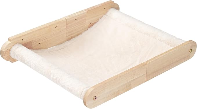 HOOBRO Wooden Cat Hammock with Soft Fabric, Cat Shelves & Furniture, Wall Mounted Cat Beds and Perches for Lounging, Playing, Sleeping, Holds up to 40 lb, Easy to Install, Natural NL03CS03N2 - Image 8