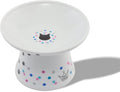 Necoichi Ceramic Raised Cat Food Bowl (Colorful Dots, Large Extra Wide) by NECOICHI