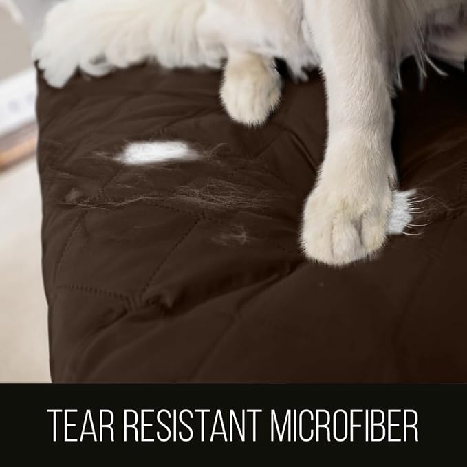 Sofa Shield® Couch Sofa Slip Cover for Dogs with Strap, Chocolate Beige | Reversible Furniture Protector, Stain and Tear Resistant Cushion Cover, Machine Washable Slipcover for Pets, Cats 70 inch - Image 3