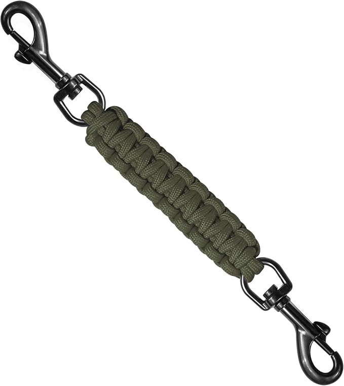 Dog Collar Safety Clip, Collar Companion, Handmade Backup Safety Strap, Double-Ended Clip Leash Connector, Suitable for Dog Harnesses, Prong, Pinch Collars (Army Green, 1 Pack) by Unknown