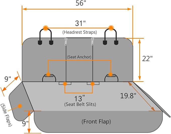 Honest Dog Car Seat Covers, Dog seat Cover with Side Flap for Cars, Trucks, and Suv's - Waterproof & Nonslip Pet Seat Cover for Backseat - Image 5