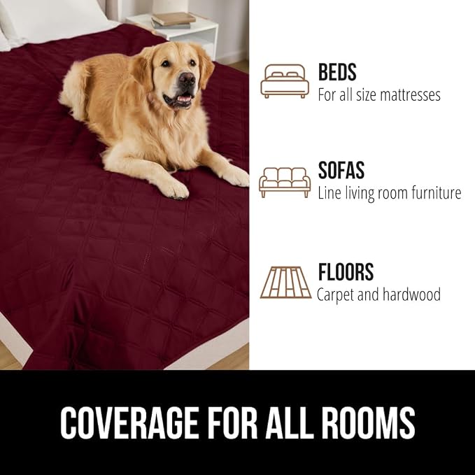 GORILLA GRIP® Waterproof Dog Blanket, Couch Cover for Dogs, 40x50 Burgundy | Silicone Grip Backing, Washable, Leakproof, Protects Sofa, Sectional, Bed, Crate, Car and RV, Senior Pet Essential - Image 8