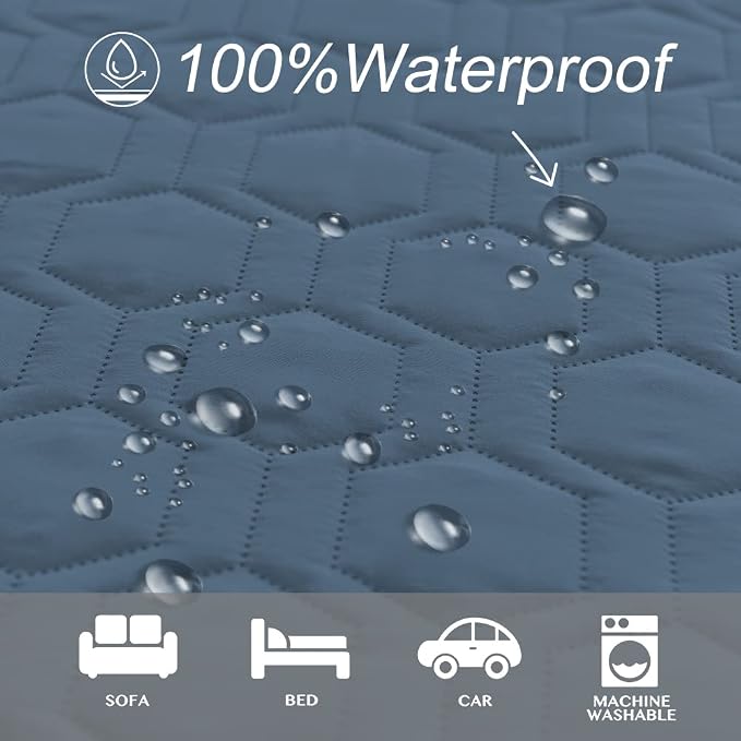 Tcksstex Waterproof and Non-Slip Dog Bed Cover and Pet Blanket Sofa Pet Bed Mat ，car Incontinence Mattress Protectors Furniture Couch Cover for Most Cats Dogs, Pets（30x70- Navy Blue） - Image 2