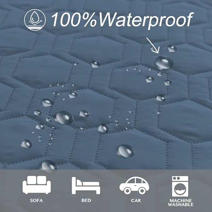 Tcksstex Waterproof and Non-Slip Dog Bed Cover and Pet Blanket Sofa Pet Bed Mat ，car Incontinence Mattress Protectors Furniture Couch Cover for Most Cats Dogs, Pets（40x50- Navy Blue） - Image 2
