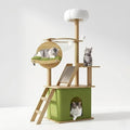59.1-Inch-Green Cat Tree for Indoor Cats Large Adult, with Cat Condos,Cat Scratchers,Cat Hammock,Space Capsule, Plush Jumping Platform,Hanging Ball,Cat Trees for Indoor Cats(Green/Log Color) by Yinanroa