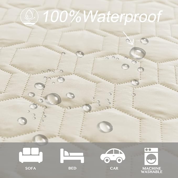 Tcksstex Waterproof and Anti-Slip Dog Bed Cover and Pet Blanket Sofa Pet Bed Mat ，car Incontinence Mattress Protectors Furniture Couch Cover for Most Cats Dogs, Pets （82x82- Ivory） - Image 2