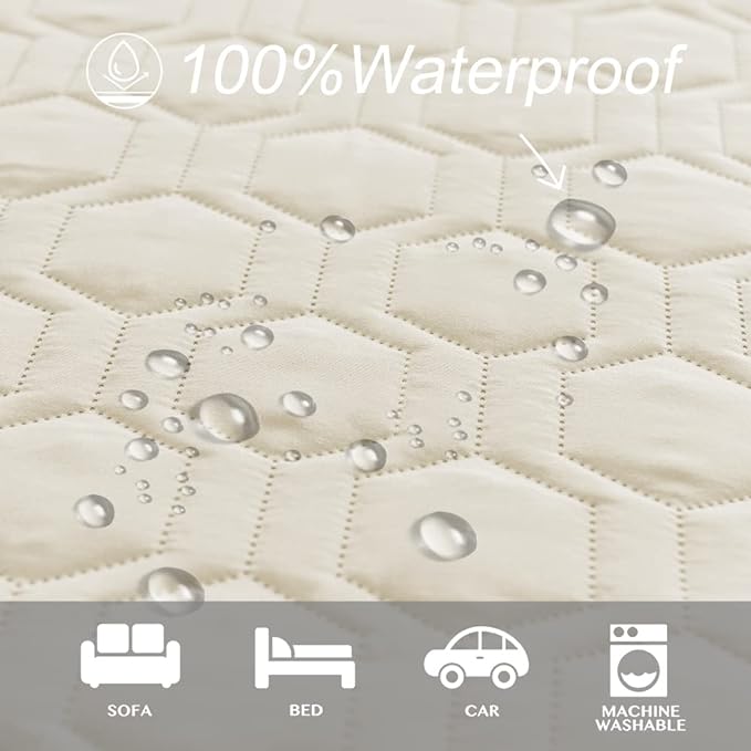 Tcksstex Waterproof and Anti-Slip Dog Bed Cover and Pet Blanket Sofa Pet Bed Mat ，car Incontinence Mattress Protectors Furniture Couch Cover for Most Cats Dogs, Pets（52x82-Ivory） - Image 2