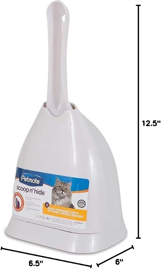Petmate Scoop N' Hide Cat Litter Scoop, White | with Discreet Litter Scoops Holder - Image 7