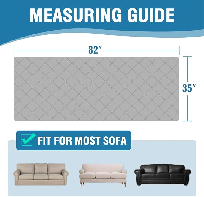 H.VERSAILTEX Couch Cover for Dogs Washable 100% Waterproof Sofa Cushion Cover Dog Bed Cover Non-Slip Pet Blanket for Sofa Cushion Protector, 35" x 82", Grey - Image 2