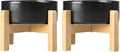 SPUNKYJUNKY Ceramic Elevated Dog Bowls 2 Pack - 6.1inch Raised Dog Bowls with Non-Slip Wooden Stand for Medium Dogs Dishwasher Safe(Black,28.7OZ*2) by SPUNKYJUNKY